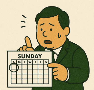 カレンダーを指差すNさんのイラスト